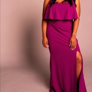 Plus Size Floor Length Magenta Dress with Split
